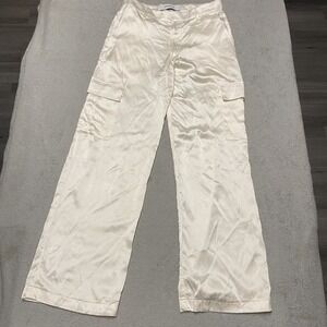 SPRWMN Silk Cargo Pants XS Ivory Chic Los Angeles USA Luxury Excellent